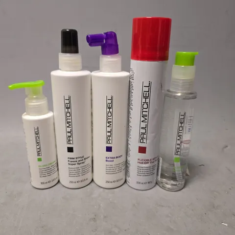 BOX OF APPROXIMATELY 5 PAUL MTCHELL ITEMS TO INCLUDE - SUPER SKINNY SERUM , THERMAL PROTECTION HAIRSPRAY ,ROOT LIFTER ETC