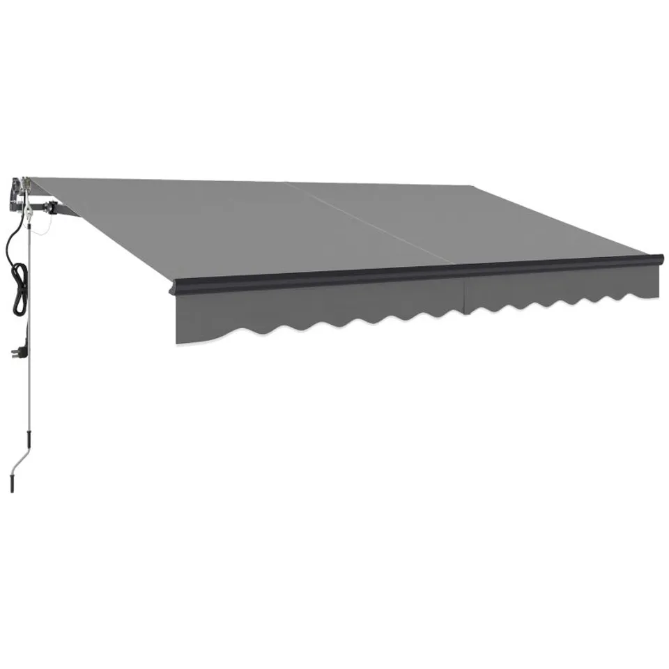 BOXED OUTSUNNY 3.5 X 3M ELECTRIC/MANUAL AWNING, WITH REMOTE - DARK GREY (1 BOX)