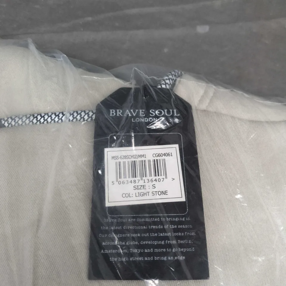 BRAVE SOUL LONDON HOODIE – LIGHT STONE, SIZE S
