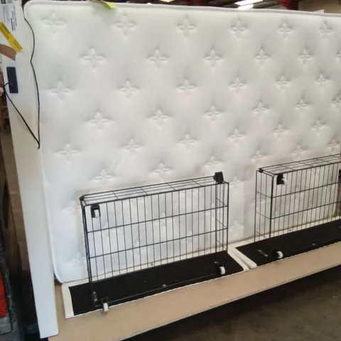 PU BEDFRAME WITH 4 DRAWERS AND LED LIGHT HEADBOARD AND CHARGING PORTS SIDE DOUBLE WITH MATTRESS