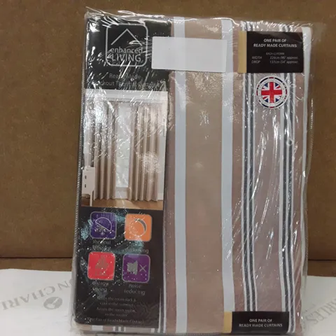 BRAND NEW ENHANCED LIVING BLACK OUT THERMAL CURTAINS- 229CM X 137CM (NATURAL)