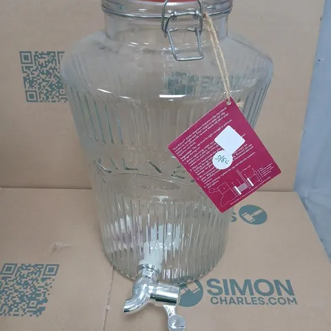 KILNER VINTAGE CLIP-TOP DRINKS DISPENSER, 8 LITRE (2.1 GALLON) – GLASS WITH TAP