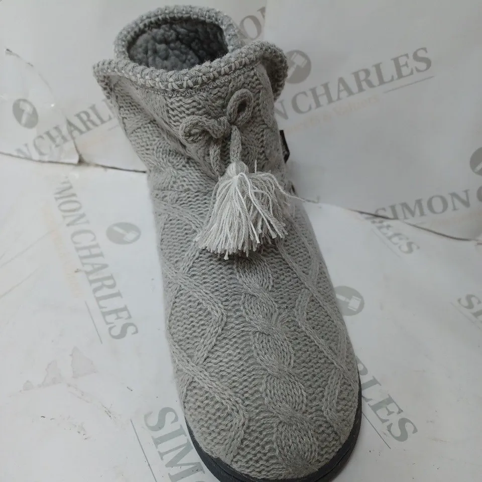 BOXED PAIR OF LINA SLIPPER BOOTS IN MEDIUM GREY - UK SIZE 7