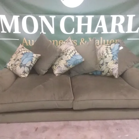 DESIGNER LOUNGE CO LOW WOODLAND MOSS FABRIC 2.5 SEATER SOFA
