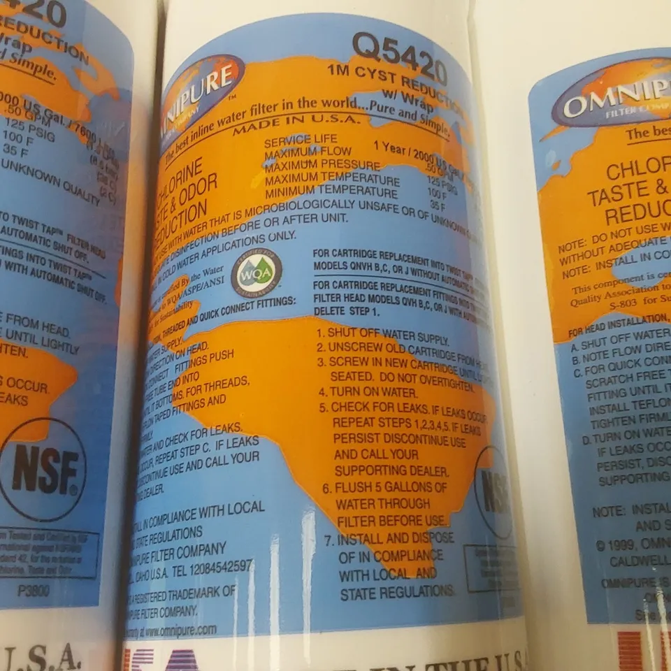BOX CONTAINING APPROXIMATELY 20x OMNIPURE INLINE WATER FILTERS