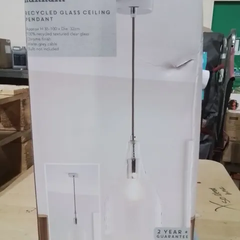 BOXED HANNAM RECYCLED GLASS CEILING PENDENT CHROME