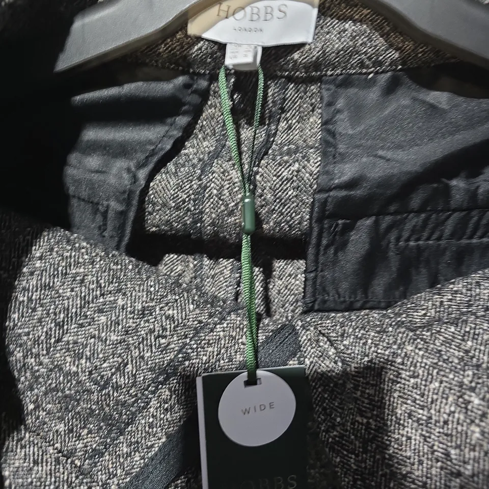 HOBBS LONDON WOMEN'S TWEED COAT – GREY/BLACK, UK SIZE 8 .