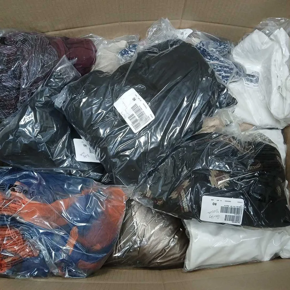 APPROXIMATELY 20 ASSORTED CLOTHING ITEMS TO INCLUDE COAT, TOP, SKIRT, ETC