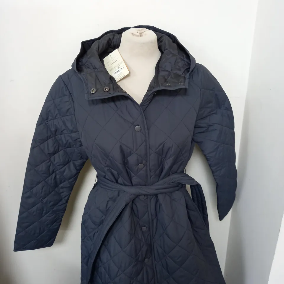 MONSOON QUINN SUSTAINABLE QUILTED HOODED LONG COAT SIZE M