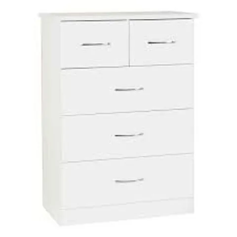 BOXED NEVADA 3+2 DRAWER CHEST - WHITE GLOSS (2 BOXES)