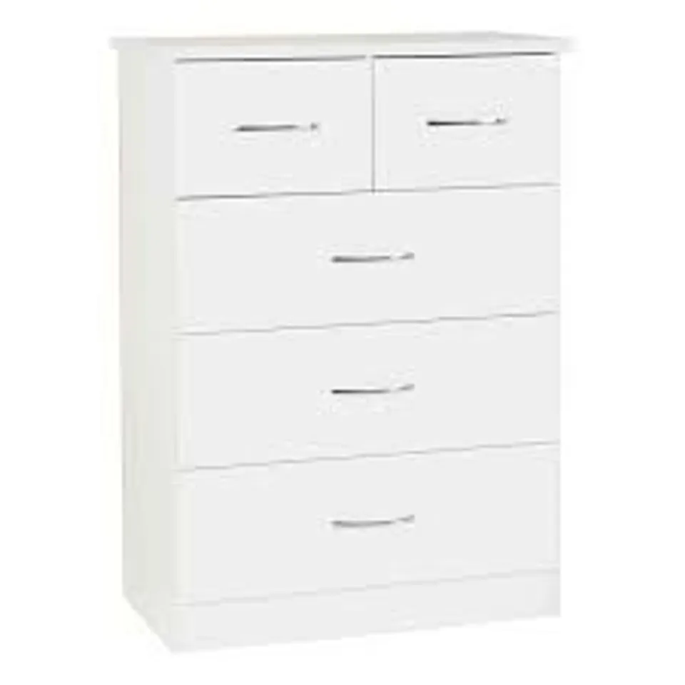 BOXED NEVADA 3+2 DRAWER CHEST - WHITE GLOSS (2 BOXES)