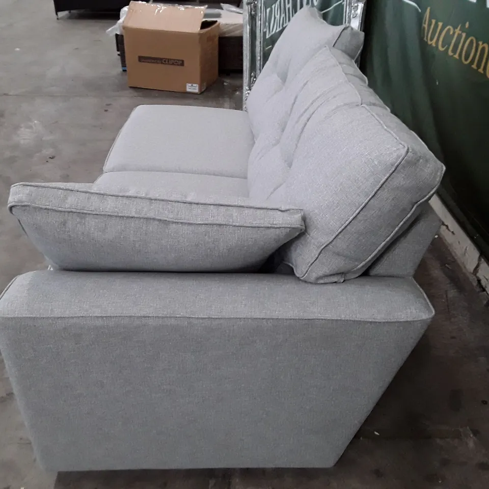 QUALITY DESIGNER LARGE CORNER SOFA LHF SECTION - LIGHT SILVER TWEED BLEND FABRIC 