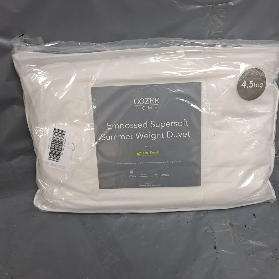 COZEE HOME EMBOSSED SUPERSOFT SUMMER WEIGHT DUVET SINGLE 4.5TOG