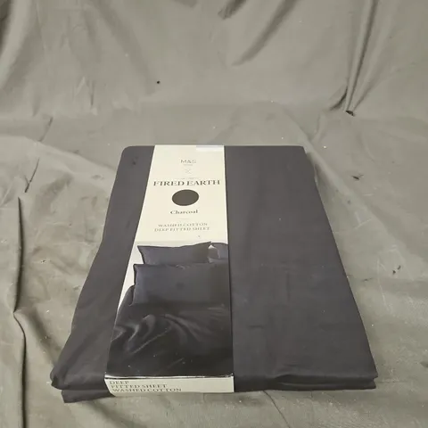 M&S FIRED EARTH KING SIZE DEEP FITTED SHEET CHARCOAL