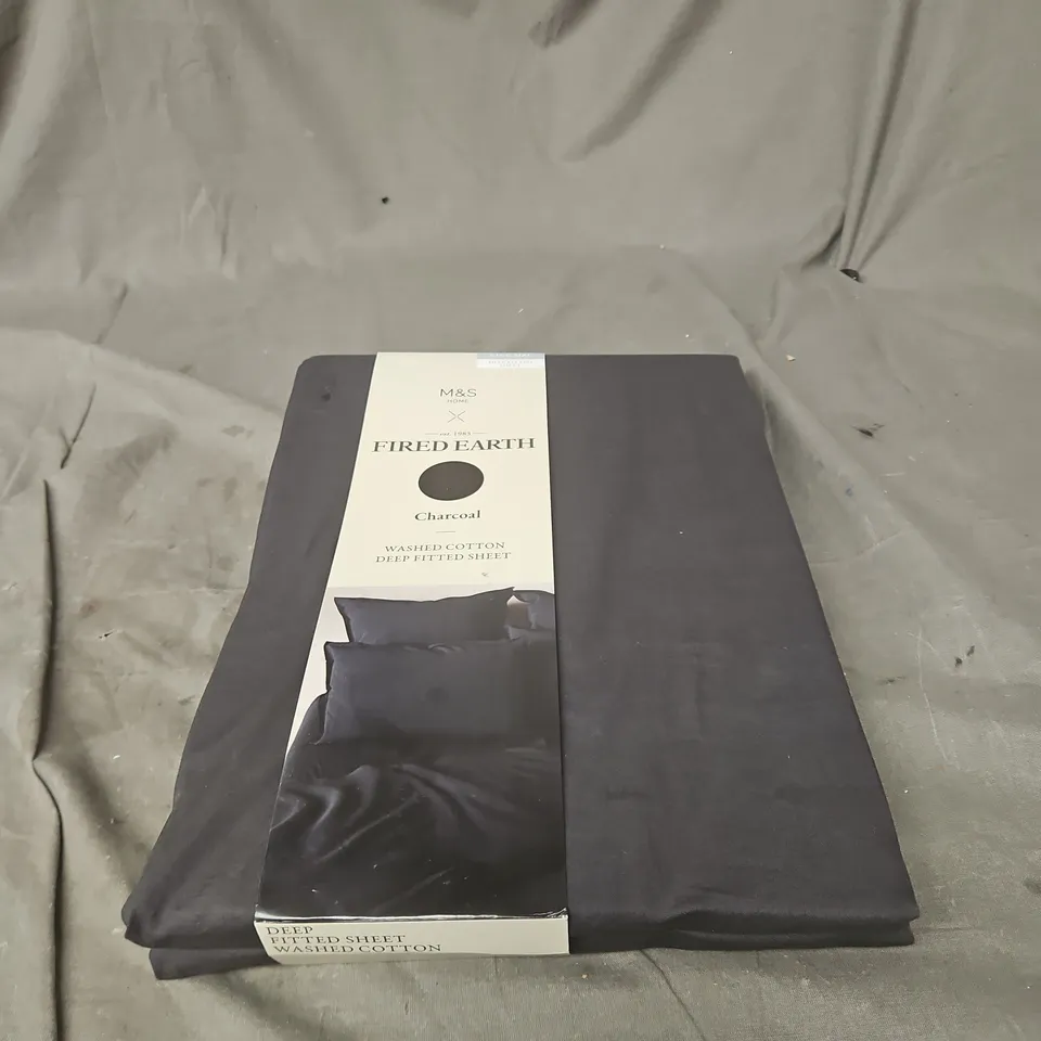 M&S FIRED EARTH KING SIZE DEEP FITTED SHEET CHARCOAL
