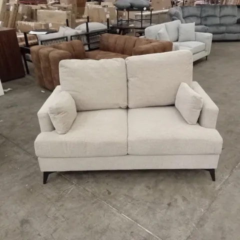 DESIGNER 2 SEATER CHENILLE FABRIC SOFA - BEIGE