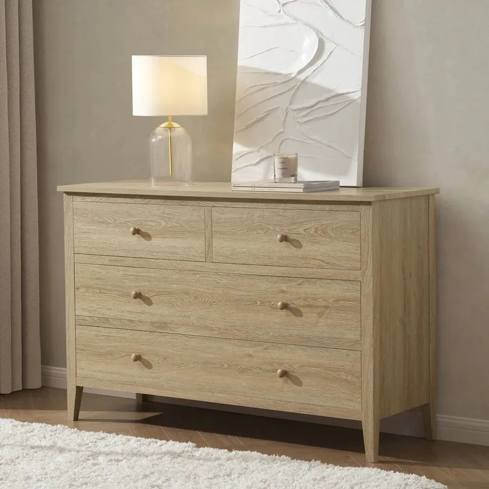 BOXED DUSK NELL 4 DRAWER CHEST - LIGHT WOOD (1 BOX)