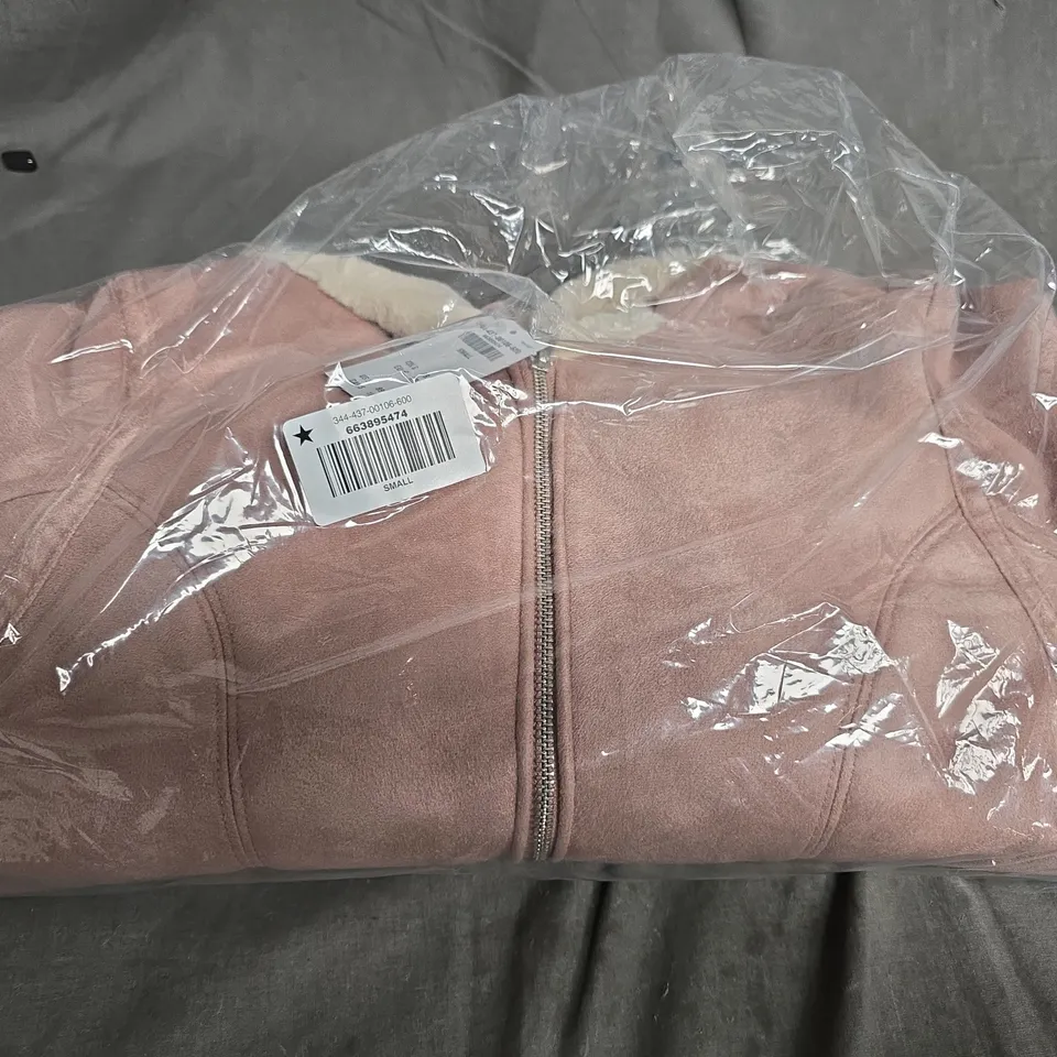 HOLLISTER PINK ZIP HOODIE WITH FAUX FUR LINING – UK 8 / SMALL