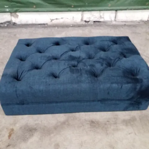 QUALITY DESIGNER RECTANGULAR FOOTSTOOL - DARK BLUE FABRIC