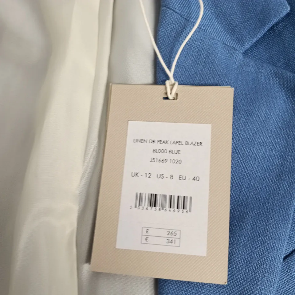 JIGSAW LINEN PEAK LAPEL BLAZER – BLOOD BLUE, UK 12 (US 8, EU 40)