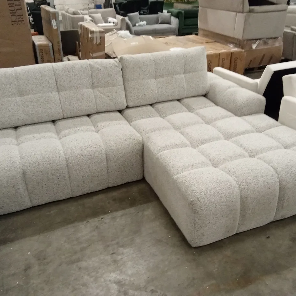 DESIGNER BEIGE FABRIC UPHOLSTERED SECTIONAL CORNER SOFA BED