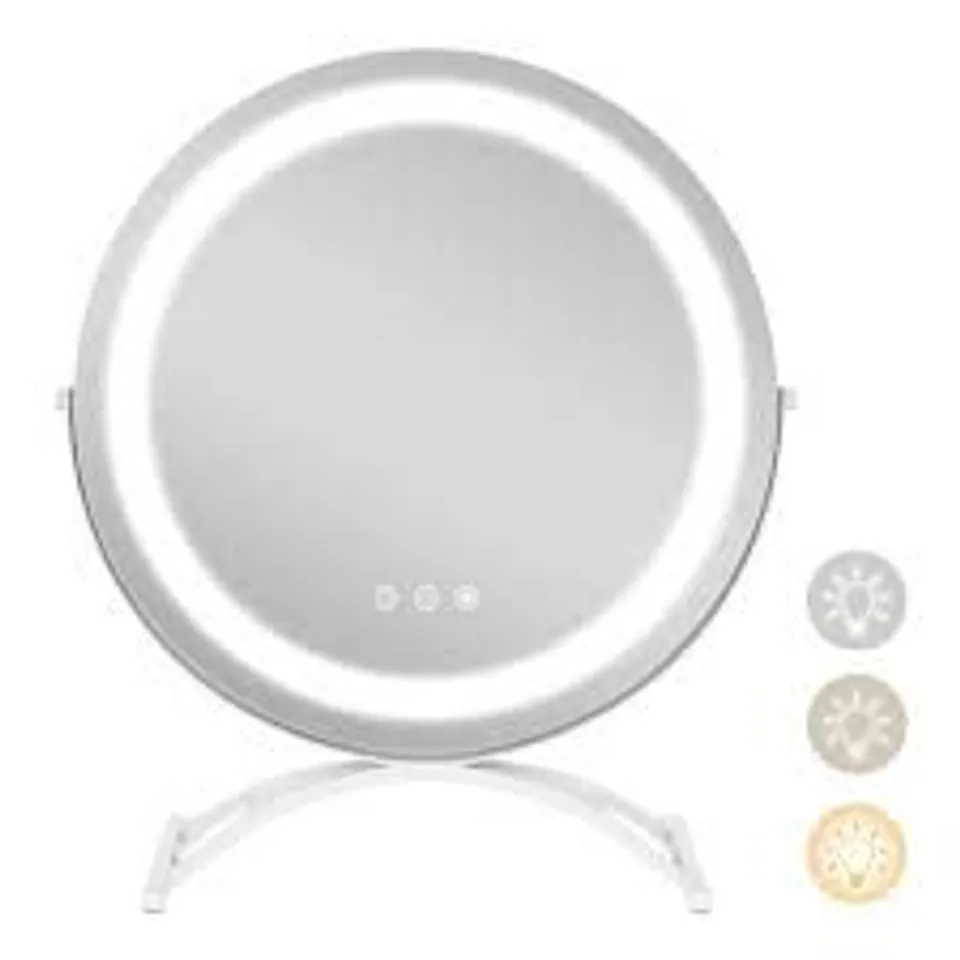 BOXED COSTWAY WHITE LED LIGHT TOUCH SCREEN MAKEUP VANITY ROUND MIRROR