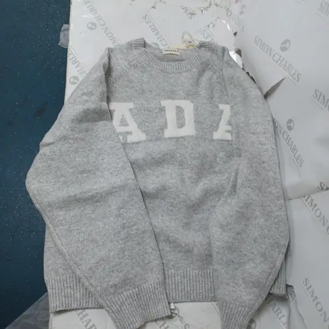 ADANOLA OVERSIZED KNIT SWEATSHIRT - LIGHT GREY MELANGE/CREAM KNIT SWEATER - MEDIUM