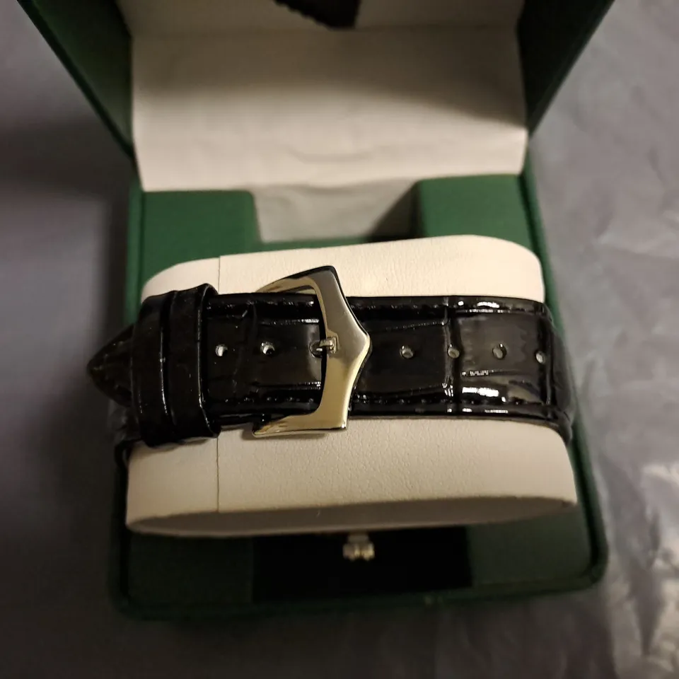 FRANK SCMIDT GREEN DIAL GENTS WATCH WITH BLACK LEATHER STRAP