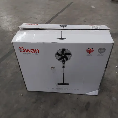 BOXED SWAN 16" PLASTIC STAND FAN (1 BOX)