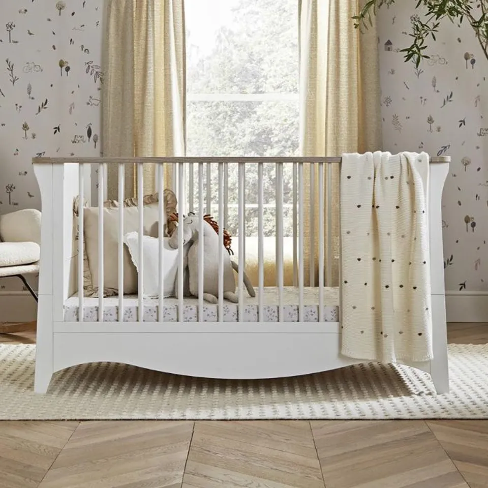 BOXED CUDDLE CO CLARA COT BED - WHITE/ASH (2 BOXES)