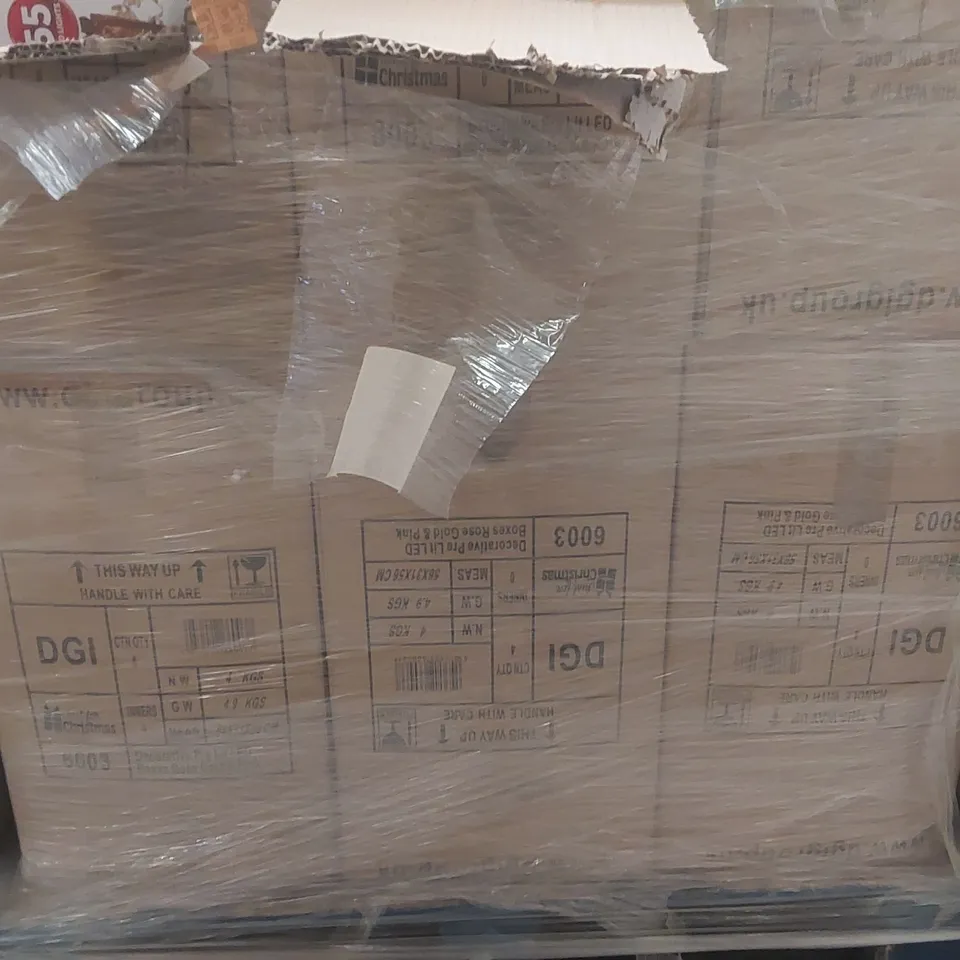 PALLET CONTAINING A VERY LARGE QUANTITY OF ASSORTED ITEMS INCLUDING: LIGHT UP CHRISTMAS PARCELS, BUBBLE TOYS, LED CHRISTMAS TREE SKIRTS ECT
