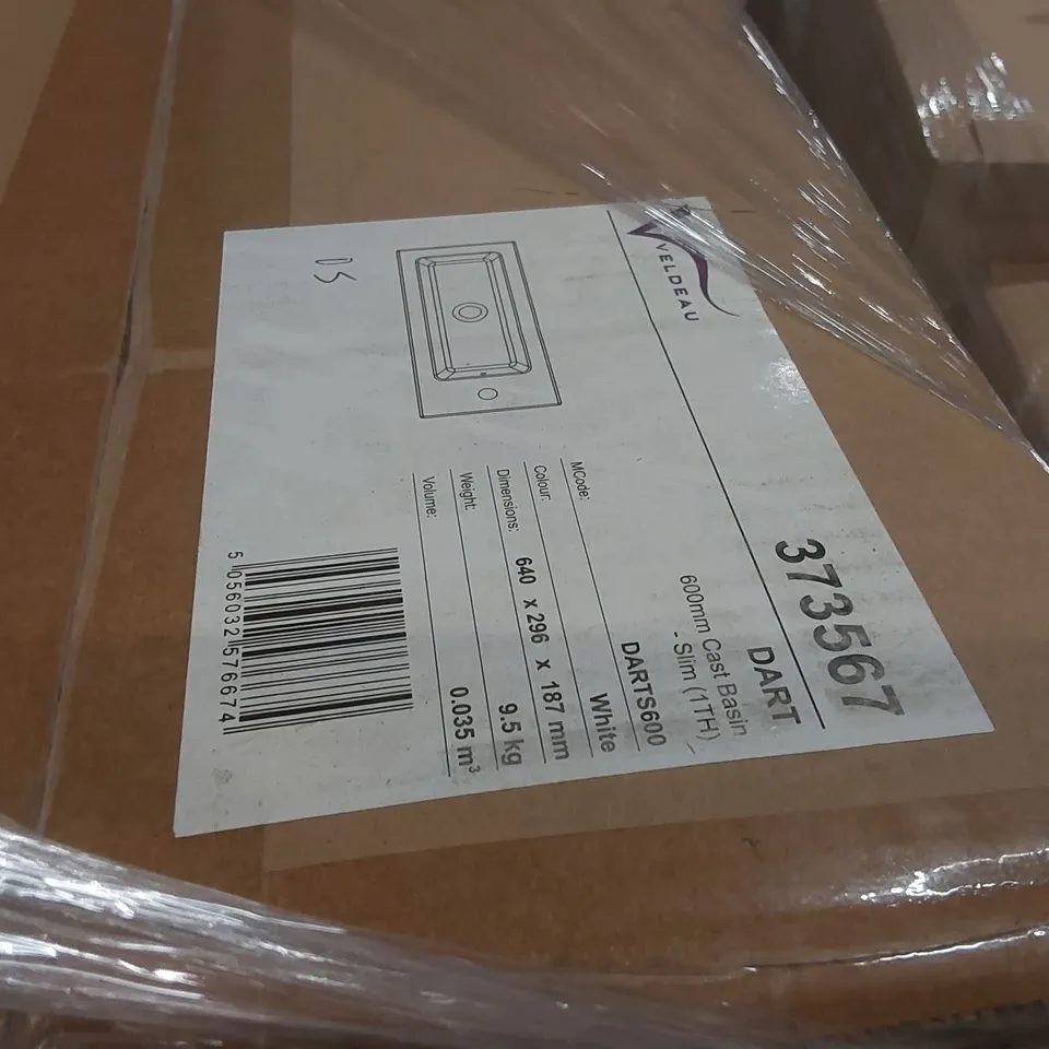 PALLET CONTAINING APPROXIMATELY 9x CALYPSO BASINS 1x VELDEAU CAST BASIN, 1x CALYPSO 2 DRAWER CARCASS