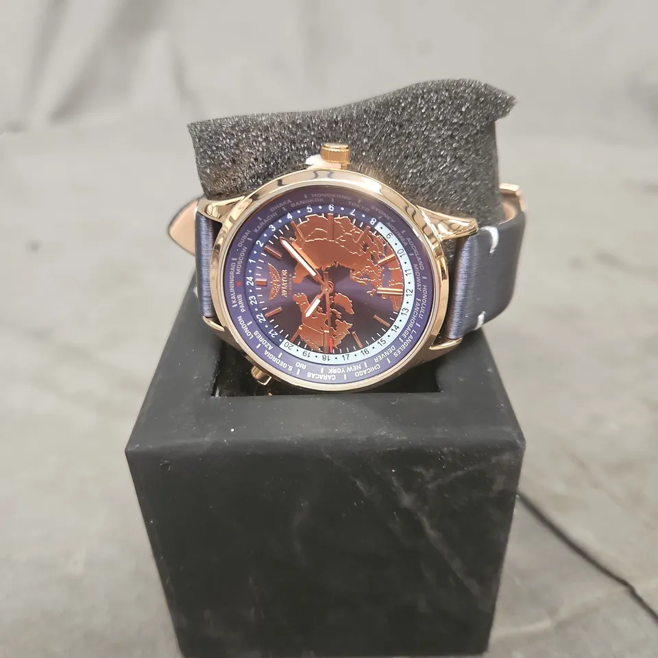 AVIATOR F-SERIES WORLD TIME WRISTWATCH – ROSE GOLD TONE