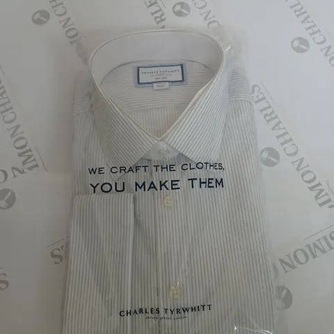 CHARLES TYRWHITT SILVER GREY NON IRON ROYAL OXFORD STRIPE CLASSIC FIT SHIRT