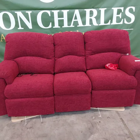 QUALITY BRITISH DESIGNER G PLAN CHLOE POWER RECLINING THREE SEATER SOFA RUSH CLARET FABRIC