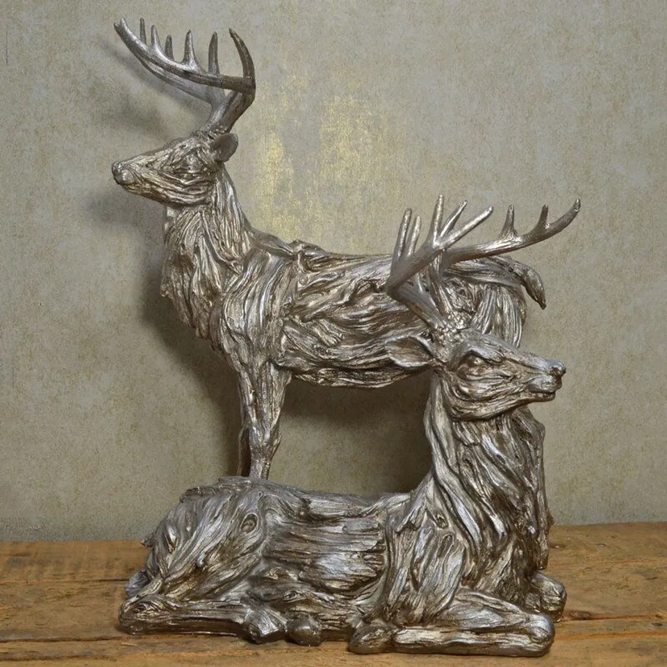 BOXED STANDING REINDEER STAG DRIFTWOOD EFFECT FIGURINE