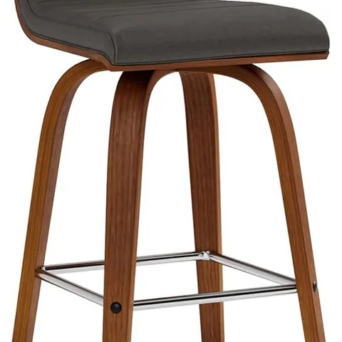 BOXED ARMEN LIVING VIENNA 30" BAR HEIGHT BARSTOOL IN BROWN FAUX LEATHER AND WALNUT WOOD FINISH