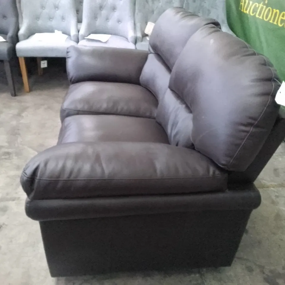 QUALITY DESIGNER ANDERSON 2 SEATER SOFA - BROWN LEATHER 