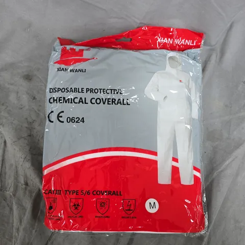 APPROXIMATELY 25 DISPOSABLE PROTECTIVE CHEMICAL COVERALLS IN WHITE - MEDIUM