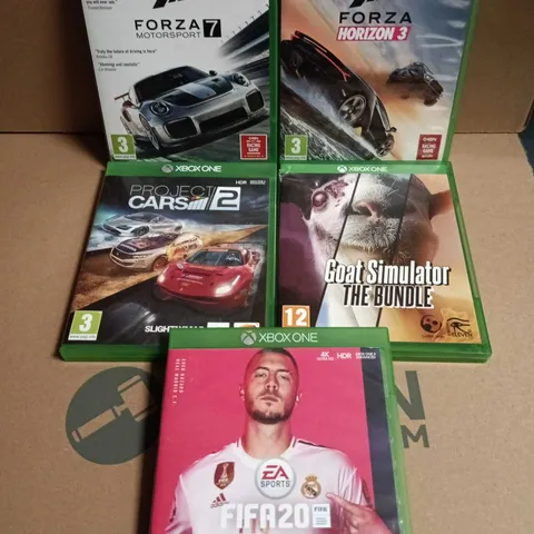 5 X ASSORTED XBOX ONE GAMES TO INCLUDE GOAT SIMULATOR, FORZA HORIZON 3, FIFA 20 ETC 