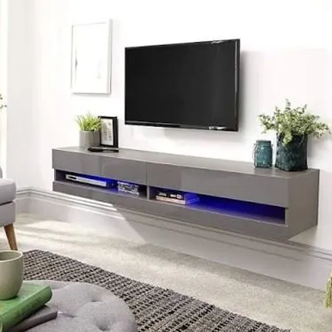 BOXED GALICIA 180CM WALL TV UNIT WITH LED - GREY (1 BOX)
