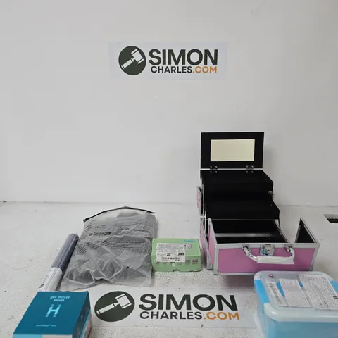 BOX OF APPROXIMATELY 15 ASSORTED ITEMS INCLUDING HOMEDICS GET BETTER SLEEP, A RETRO CAMER AND SOME PLASTIC CONTAINERS