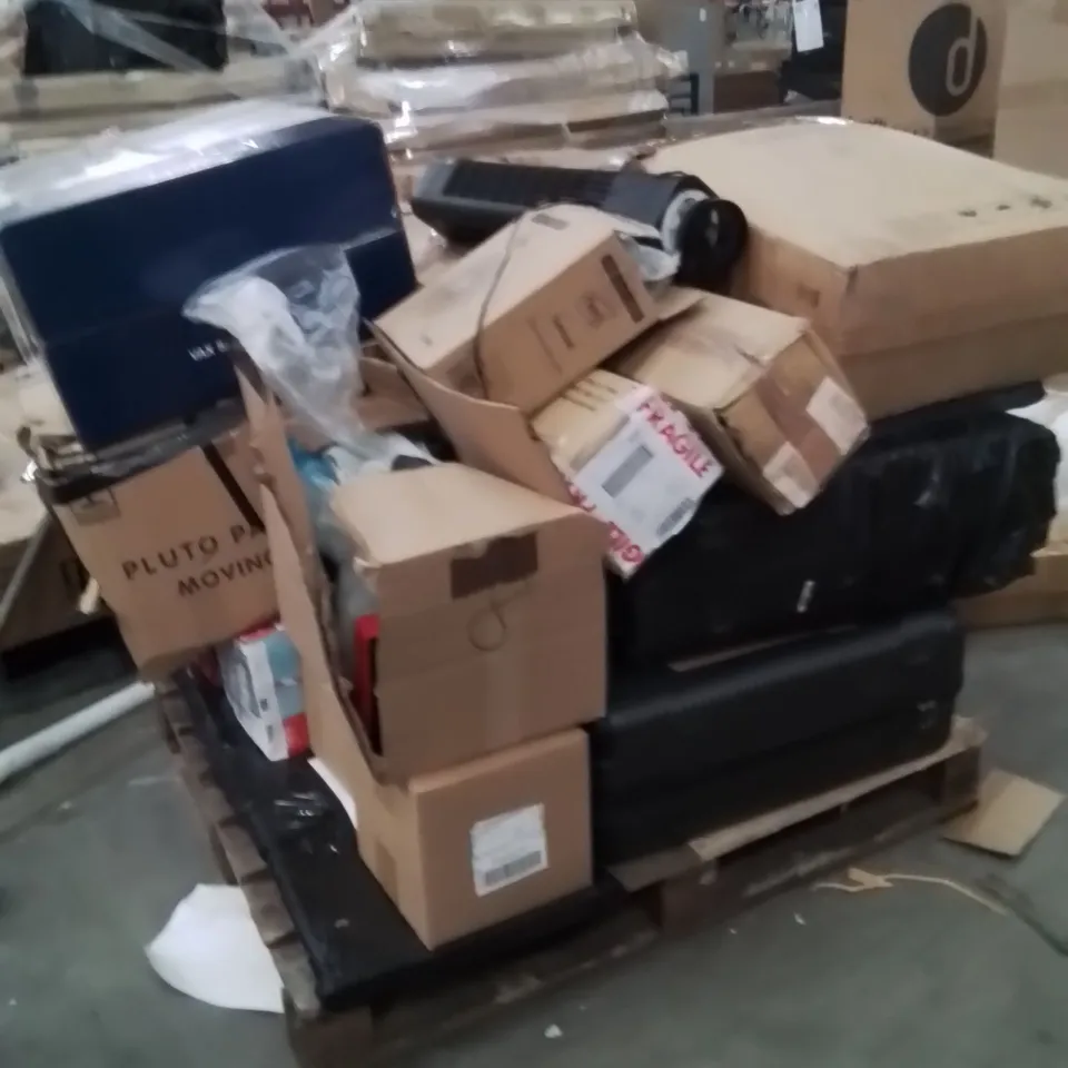 PALLET OF ASSORTED HOUSEHOLD GOODS AND PRODUCTS TO INCLUDE;FAN,SUITCASE,AIR CONDITIONING UNIT,TUBE TENT