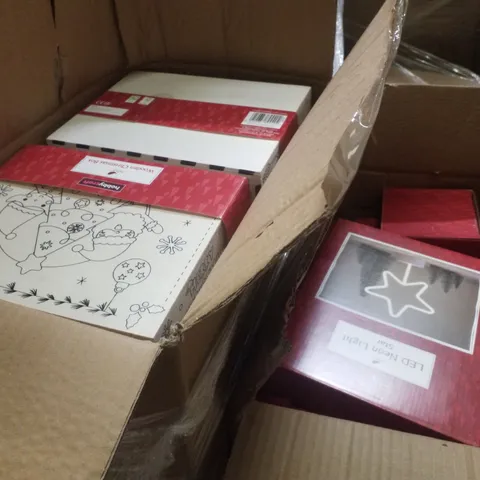 PALLET CONTAINING ASSORTED CHRISTMAS PRODUCTS & DECORATIONS INCLUDING LED NEON LIGHT, WOODEN CHRISTMAS BOX & CERAMIC DECORATIONS