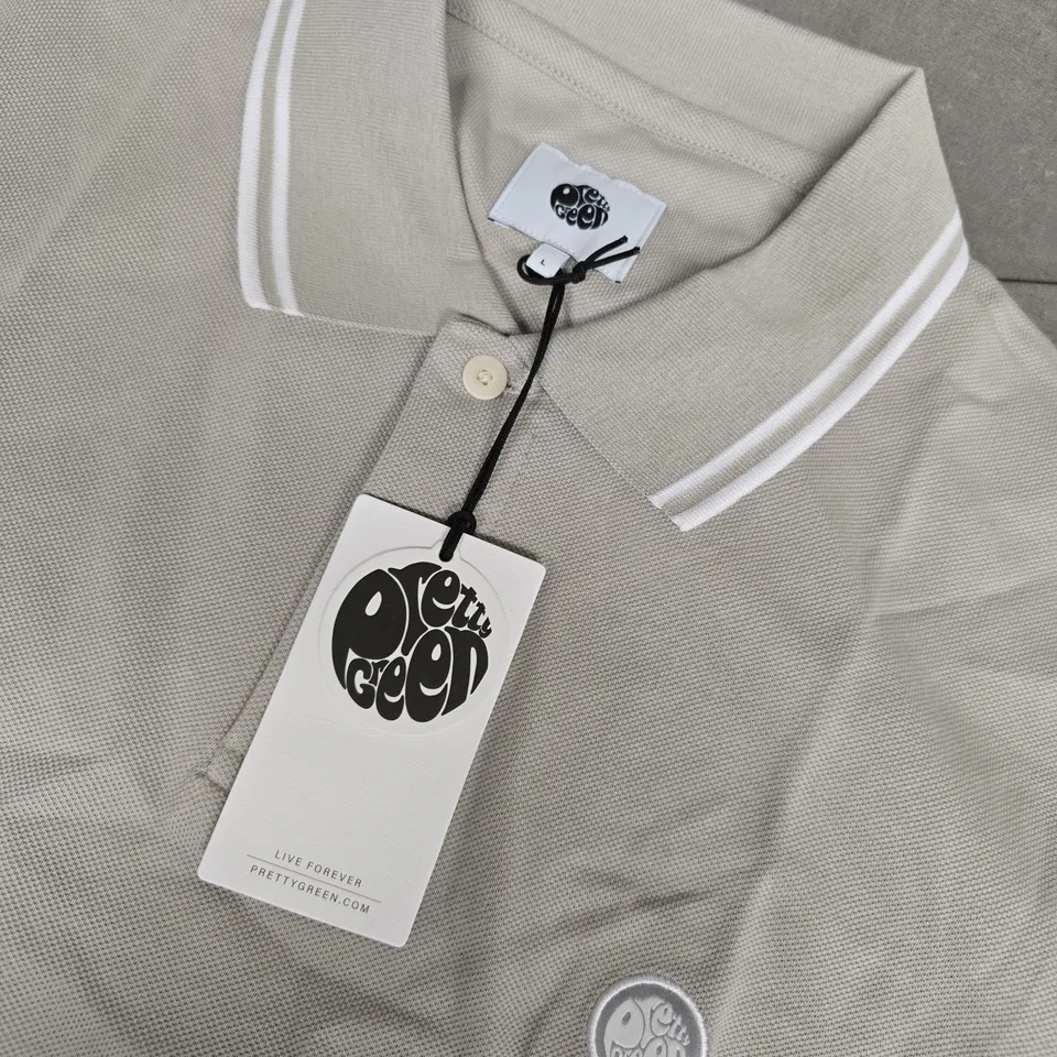 PRETTY GREEN BARTON POLO SHIRT – BEIGE, MEN'S, SIZE L