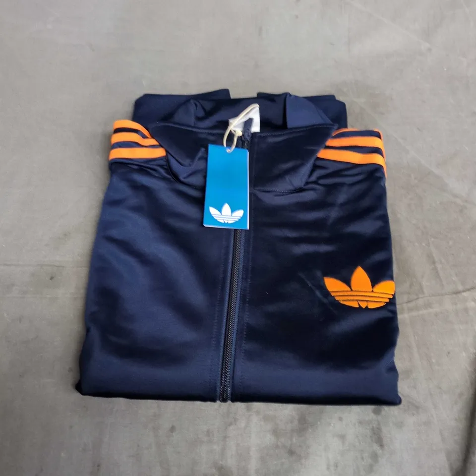 ADIDAS FIREBIRD TT TRACK JACKET – NAVY WITH ORANGE ACCENTS, UK M