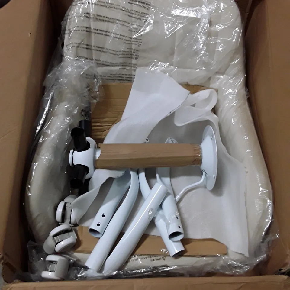 BOXED SWIVEL DESK, CHAIR SWIVEL CHAIR WITH CASTORS - CREAM