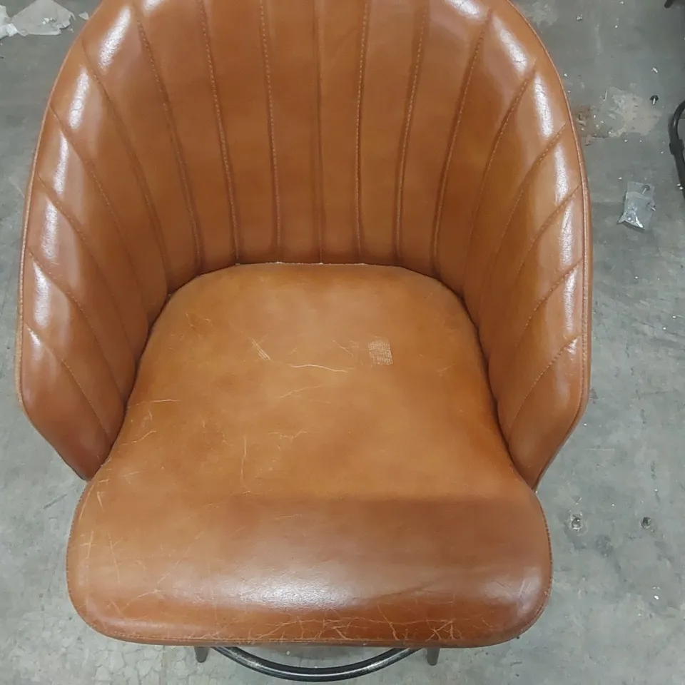 DESIGNER LEATHER BAR CHAIR WITH METAL BASE