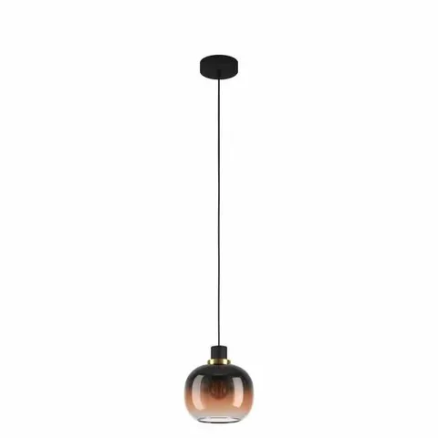 BOXED EGLO OMBRE-STYLE BLACK BROWN GLASS SINGLE PENDANT