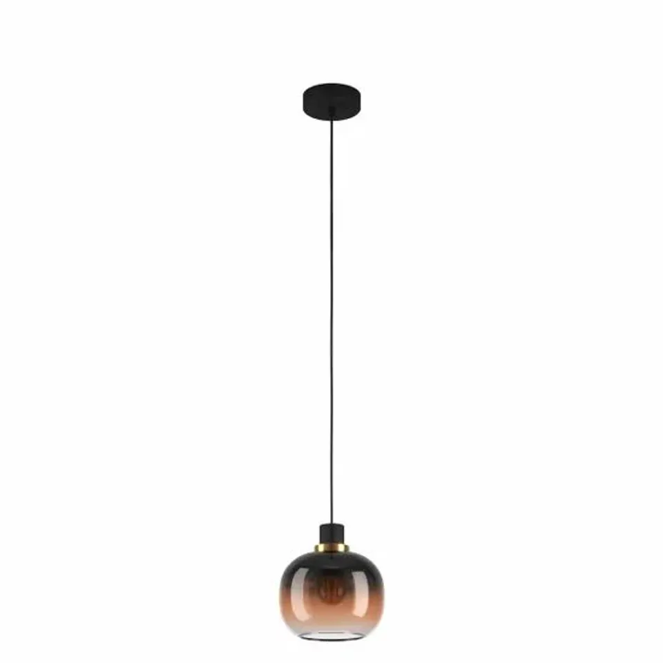 BOXED EGLO OMBRE-STYLE BLACK BROWN GLASS SINGLE PENDANT